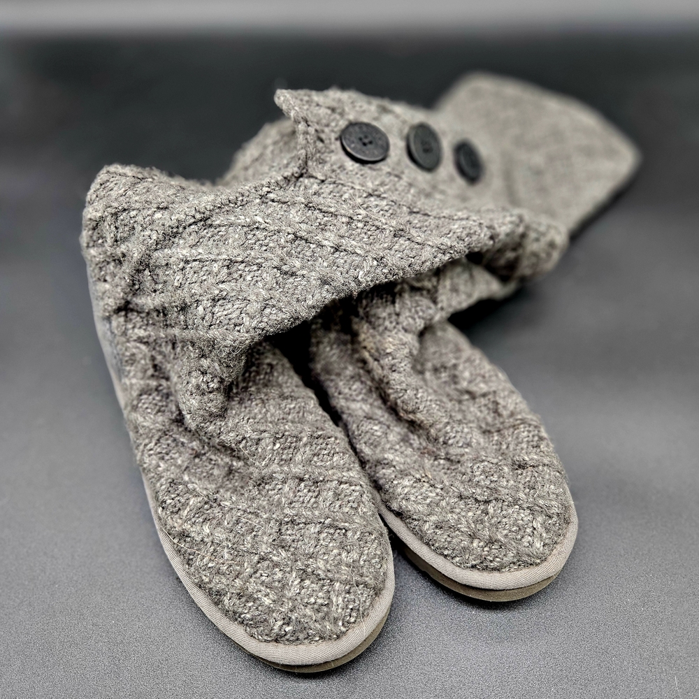 Cozy Gray Kids Shoes with Button Detail